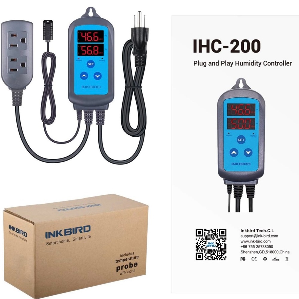 Inkbird Digital Pre-Wired Outlet Dual Stage Humidity Controller IHC-200